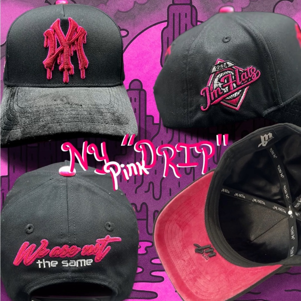JM Collection Black and Pink Hat Sporty Snapback